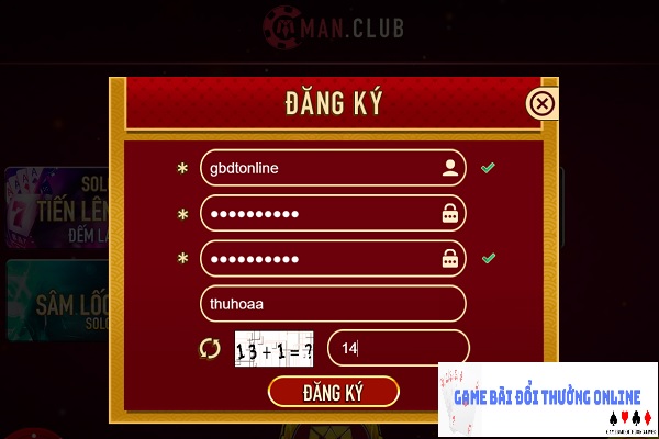 Đăng ký ManClub gamebaidoithuongonlinelive