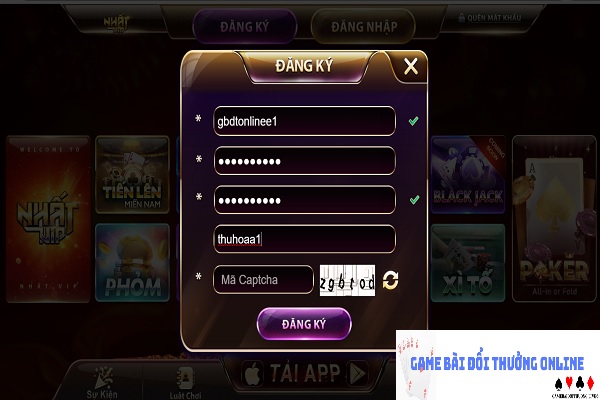 Đăng ký NhatVip gamebaidoithuongonlinelive
