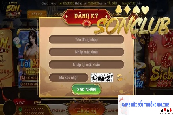 Đăng ký SonClub gamebaidoithuongonlinelive