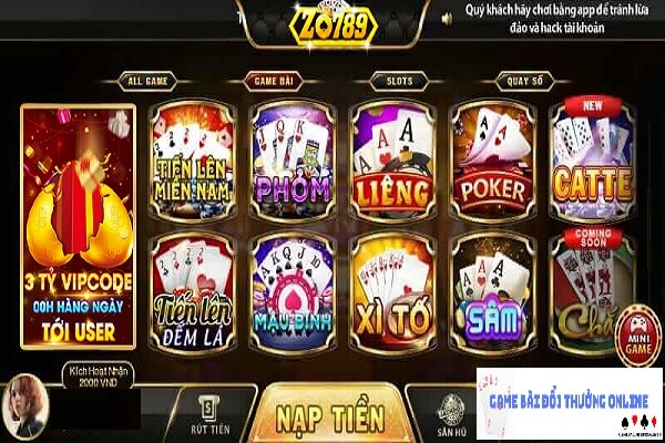 Game bài Zo789 gamebaidoithuongonlinelive
