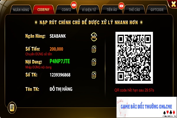 Nạp tiền Gao86 gamebaidoithuongonlinelive