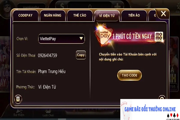 Nạp tiền Ric Win gamebaidoithuongonlinelive