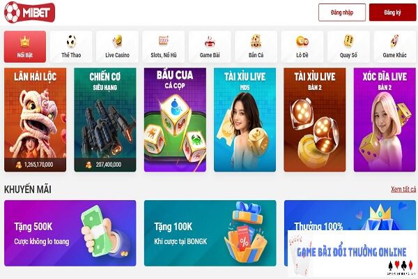 cổng game Mibet gamebaidoithuongonlinelive