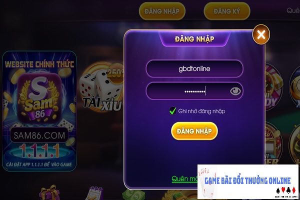 Đăng nhập Sam86 gamebaidoithuongonlinelive