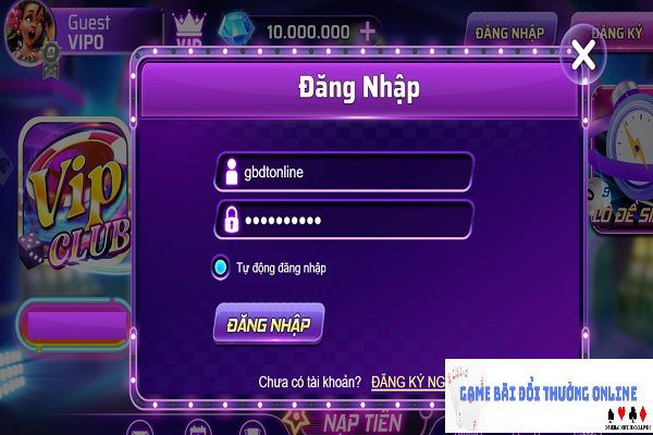 Đăng nhập VipClub gamebaidoithuongonlinelive