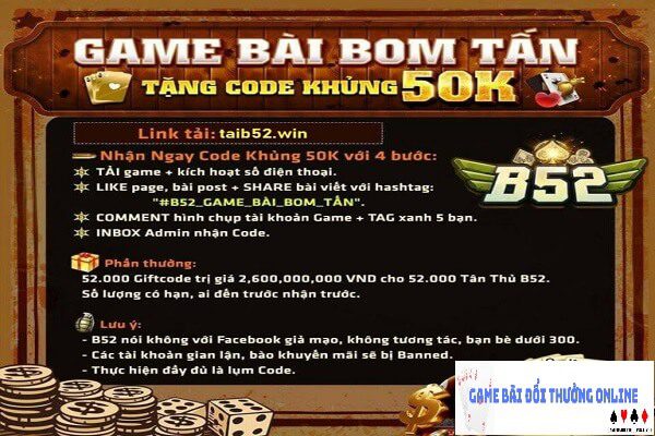 Khuyến mãi cho tân thủ B52 gamebaidoithuongonlinelive