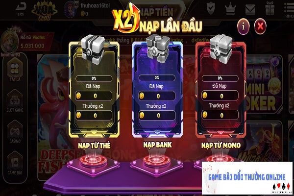 Khuyến mãi nạp tiền Vua Club gamebaidoithuongonlinelive