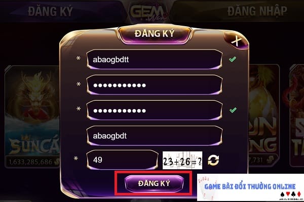Đăng ký GEMWIN gamebaidoithuongonlinelive