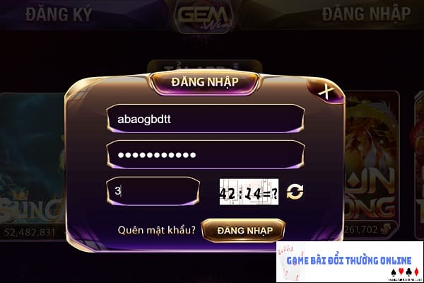 Đăng nhập GEMWIN gamebaidoithuongonlinelive